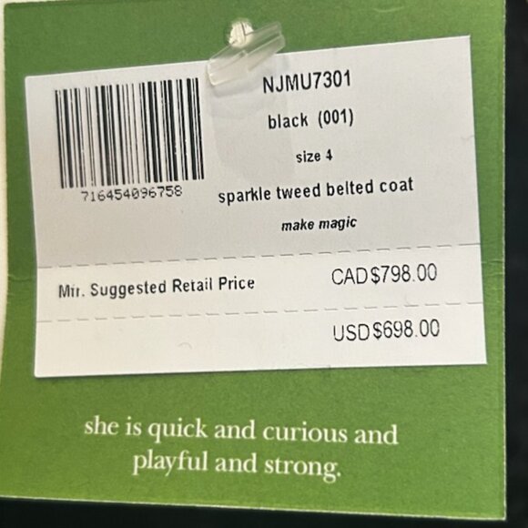 NWT Kate Spade Style Kimono Style Metallic Bouclette Tweed Belted Coat Jacket - Picture 5 of 13